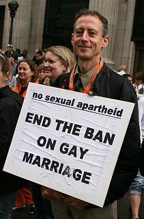 John meeting Peter Tatchell on the London Gay Pride parade