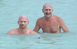 John and Dave standing in the Blue Lagoon, 10th August 2003