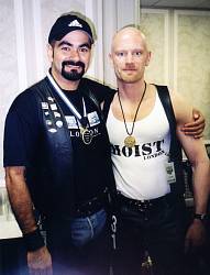 Photo of John and Juan Zazueta (IMDL '03), backstage at IML 2003