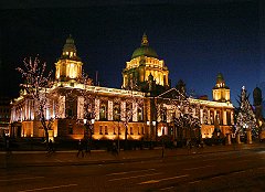 Belfast Town Hall covered in Christnas lights