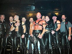 The winner and judges from the Mr Texas Leather Contest