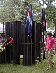 The cage which was part of the Minnesota Leather Pride stall in Loring Park