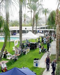 View of the outdoor vendor market at the Desert Palms
