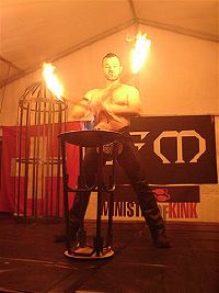 Contestant Thomas Schoch playing with fire during the fantasy round
