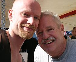 John meeting Armistead Maupin at Folsom Street Fair