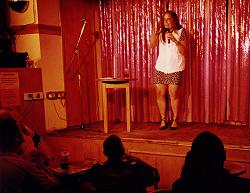 Shann Carr (IMsL 1988) performing stand up comedy in London