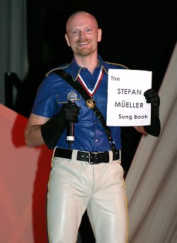 Photo of John giving his step-down speech, May 2004